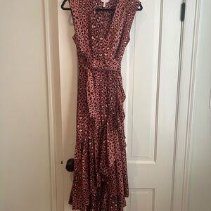 Rebecca Taylor beautiful leopard print high low wrap dress.